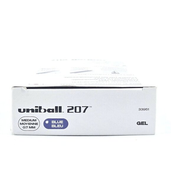 Uni-Ball 207 Retractable Gel Pens Medium Point 0.7mm Blue 12 Pack Super Ink - Picture 8 of 9